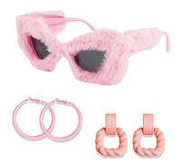 LaVenty Rosa Crazy Cat Eyes Sonnenbrille Crazy Sunglasses Biene Brille Ausgefallene Sonnen Doflamingo Brille Wolken Brille Brille Blume