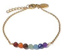 LAVISA 8 Perlen Edelstein Armband - 4mm - Echte Naturstein Perlen | Kristallperlen, Heilsteine | Onesize mit Verlängerung (7 Chakra)