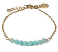 LAVISA 8 Perlen Edelstein Armband - 4mm - Echte Naturstein Perlen | Kristallperlen, Heilsteine | Onesize mit Verlängerung (Amazonit)