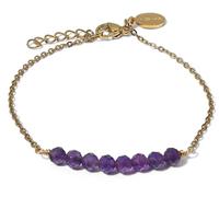 LAVISA 8 Perlen Edelstein Armband - 4mm - Echte Naturstein Perlen | Kristallperlen, Heilsteine | Onesize mit Verlängerung (Amethyst)
