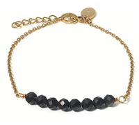 LAVISA 8 Perlen Edelstein Armband - 4mm - Echte Naturstein Perlen | Kristallperlen, Heilsteine | Onesize mit Verlängerung (Obsidian)