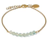 LAVISA 8 Perlen Edelstein Armband - 4mm - Echte Naturstein Perlen | Kristallperlen, Heilsteine | Onesize mit Verlängerung (Grüner Fluorit)