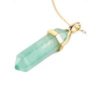LAVISA Obelisk Edelsteinkette Gold, Anhänger, echte Kristall kette, Halskette, Rosenquarz, Amethyst, Naturstein - 55 + 5 cm (Grüner Fluorit)