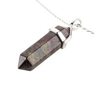 LAVISA Obelisk Halskette - Luxuriöse Edelsteinkette, Anhänger, Halskette, intensive Farben, Rosenquarz, Amethyst, Kette (Drachenblut Jaspis) - 55 + 5 cm