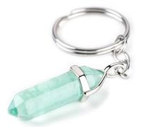 LAVISA Obelisk Schlüsselanhänger - Luxuriöser Edelstein Anhänger mit Edelstein nach Wahl - Jeder Stein ein Unikat - Heilende Wirkung, intensive Farben, edle Fassung (Grüner Fluorit)