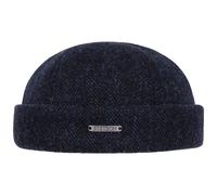 Stetson Lavoy Herringbone Wool Dockermütze - Mütze - Stilvolle Wintercap - Meliertes Fischgrätmuster - Größenverstellbar - Made in The EU - Herren - Herbst/Winter dunkelblau L (58-59 cm)