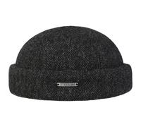 Stetson Lavoy Herringbone Wool Dockermütze - Mütze - Stilvolle Wintercap - Meliertes Fischgrätmuster - Größenverstellbar - Made in The EU - Herren - Herbst/Winter anthrazit M (56-57 cm)