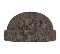 Stetson Lavoy Herringbone Wool Dockermütze - Mütze - Stilvolle Wintercap - Meliertes Fischgrätmuster - Größenverstellbar - Made in The EU - Herren - Herbst/Winter Dunkelbeige M (56-57 cm)