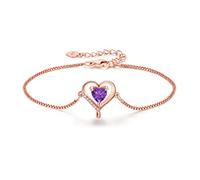 LAVUMO Herz Armband Damen Armband Rosegold Sterling Silber 925/Messing Schmuck Damen an Muttertag Weihnachten Valentinstag Geburtstags Geschenk für Sie MaMa Frau Freundin Verstellbar Armband