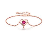 LAVUMO Herz Armband Damen Armband Rosegold Sterling Silber 925/Messing Schmuck Damen an Muttertag Weihnachten Valentinstag Geburtstags Geschenk für Sie MaMa Frau Freundin Verstellbar Armband