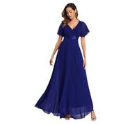 Lawawa Chiffon Ballkleid Damen Festkleid Elegantes Abendkleid Brautjungfer A-Linie Chiffon V Ausschnitt Brautjungfernkleid Elegant Lang Ballkleid