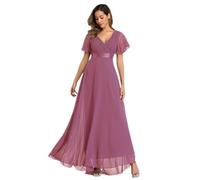 Lawawa Chiffon Ballkleid Damen Festkleid Elegantes Abendkleid Brautjungfer A-Linie Chiffon V Ausschnitt Brautjungfernkleid Elegant Lang Ballkleid