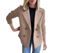 Lawawa Damen Winter Kurz Elegant Blazer kurzer Wollmantel Mischung Cropped Kurzmantel Einfarbige Patchwork-Jacke Trenchcoat Revers Jacke
