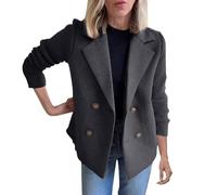 Lawawa Damen Winter Kurz Elegant Blazer kurzer Wollmantel Mischung Cropped Kurzmantel Einfarbige Patchwork-Jacke Trenchcoat Revers Jacke