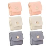 Lawnrden 6-teilige Mini-Reise-Schmucktasche, faltbar, tragbar, Schmuck-Reiseetui mit Schnalle für Ohrringe, Halsketten, Ringe, Kettenarmbänder, Broschen, Rollen