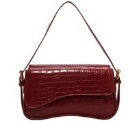 Lawnrden Taschen für Damen, Umhängetaschen Damen Retro PU-Ledertasche Weinrote Krokodilmuster-Handtasche mit verstellbarem Riemen -Unterarmtasche für Weihnachten, Geburtstag und Jubiläum