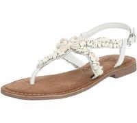 LAZAMANI Leder/Textil Zehensteg, weiß, 39 Weiß Kombi