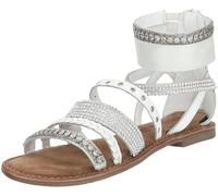 LAZAMANI Leder/Textil Sandalen, weiß, 40 Weiß Kombi