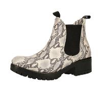 LAZAMANI Damen Stiefelette mit Blockabsatz Echtleder-Boots mit Allover-Muster 68.021 Grau 41