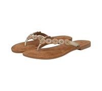 Lazamani Lea Damen Leder-Zehentrenner Gold Größe 40
