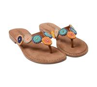 Lazamani Luna Damen Leder-Zehentrenner Tan/Multi Größe 38