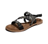 Lazamani Sandaletten für Damen aus Italien, Spanien und Portugal für Damen, schwarz, Größe 40 EU