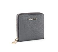 Lazarotti Geldbörse Bologna Leder – RFID-Schutz, 6 Kartenfächer, Druckknopf – Grau 10 cm