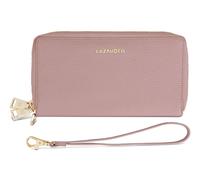 Lazarotti Geldbörse Bologna Leather – RFID-Schutz, 20 Kartenfächer, Doppelreißverschluss, Rosa