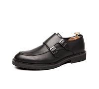 LAZIRO Britische Business-Lederschuhe Mit Schnalle Schnalle Formelle Kleidung Herrenschuhe Schwarz Bequeme Slip-on-Schuhe Trendige Herrenschuhe (Color : Noir, Size : 42 EU)