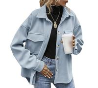 LAZIRO Damen FrüHling, Herbst Und Winter Revers Einreihig Einfarbig Lose Pendler LäSsige Tasche Jacke