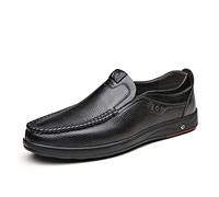 LAZIRO Herrenschuhe Herren Low Top Freizeitschuhe Herren Einzelschuhe Aus Echtem Leder Groß (Color : Noir, Size : 41 EU)