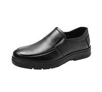 LAZIRO Herrenschuhe Runde Zehe Flache rutschfeste Freizeitschuhe for Herren Aus Leder Über Den Füßen Arbeitsschuhe Herrenschuhe for Den Täglichen Vater (Color : Black one Leg Set, Size : 43 EU)
