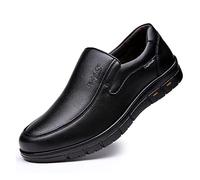 LAZIRO Lederschuhe Herren Echtes Leder Business Casual Herren Weicher Boden Atmungsaktive Herrenschuhe (Color : Noir, Size : 44 EU)