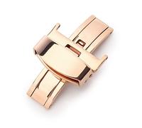 LAZIRO Passend for Tissot Passend for Armani 316L Metall Edelstahl Double Press Schmetterlingsschnalle 14 16 18 20 22 24mm Hochwertige Universaluhrschnalle (Color : 24mm Rose Gold)