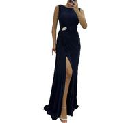 LAZIRO Women's Sommer Rundhalsausschnitt Farbe Plissiert Split Casual Kleider äRmellose Mode Kleider Abendkleider Frauen