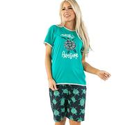 Lazy One Bermuda Kurz- und T-Shirt Set, süßes Pyjama-Lounge-Set für Damen, Sommer Loungewear, Turtley Awesome Bermuda Short Set, M