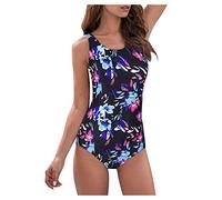 Lazzboy Badeanzug Frauen Monokini Push Up Bikini Sets Badebekleidung Damen Bauchweg Einteiler Figurformend Farbverlauf Große Sportlich Beachwear Bademode Schwimmanzug (Blau,2XL)