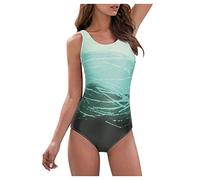 Lazzboy Badeanzug Frauen Monokini Push Up Bikini Sets Badebekleidung Damen Bauchweg Einteiler Figurformend Farbverlauf Große Sportlich Beachwear Bademode Schwimmanzug (Grün,S)