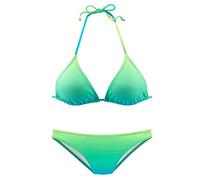 Lazzboy Bikini Set Farbverlauf Frauen Brasilianischen Badebekleidung Halfter Badeanzug Strand Damen Triangel Push Up Bandeau Neckholder Bustier(Blau,L)