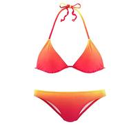Lazzboy Bikini Set Farbverlauf Frauen Brasilianischen Badebekleidung Halfter Badeanzug Strand Damen Triangel Push Up Bandeau Neckholder Bustier(Rot,S)