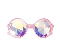Lazzboy Brille Rave Festival Party Sonnenbrille Gebeugte Linse Sonnenbrillen Für Frauen Schatten Im Freien Groß Randlose Diamant-schneidlinse Classic(Rosa)