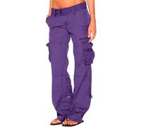 Lazzboy Cargohose Damen Baggy Freizeithosen Mit Taschen Lässige Outdoor Ripstop Arbeitshose Mehreren Wanderhose Outdoorhose Streetwear Sweathose Pants Teenager Mädchen (Blau,3XL)