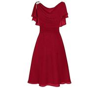 Lazzboy Cocktailkleid Damen Frauen Formelle Hochzeit Brautjungfer High-Taille Party Ball Ballkleid Ballkleider Mit Spitzen V-Ausschnitt Cocktailkeider Kurz ärmel(Rot,XL)