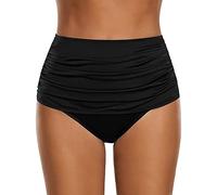 Lazzboy Damen Badeshorts Bikinihose Rock Shorts Trunks Badeanzug Bauchweg Badekleid Mini Bikini Takini Baderock Beachwear Frauen Badehose Geraffte Tankini Slips(Schwarz,XL)