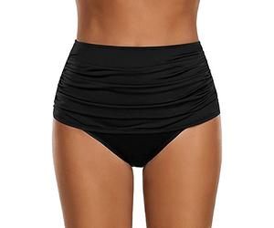 Lazzboy Damen Badeshorts Bikinihose Rock Shorts Trunks Badeanzug Bauchweg Badekleid Mini Bikini Takini Baderock Beachwear Frauen Badehose Geraffte Tankini Slips(Schwarz,2XL)