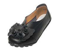 Lazzboy Damen Herbst Schuhe Freizeit Lady Flach Sandalen Leder Knöchel Slipper Soft Schuhe (Schwarz,39.5)