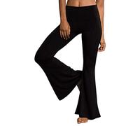 Lazzboy Damen High Elastic Waist Bell-Bottom Hosen Skinny Yoga Freizeithosen Damen große |Business-Hose| Straight Leg | Gummibund(Schwarz,XL)