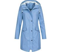 Lazzboy Damen Jacke Hoodie Wasserdicht Mantel Winddicht Friesennerz|Regenjacke Wetterjacke Kapuze Mit Schirm Wasserdicht,Wetterfest&Regenschutz Gummiert(Himmelblau,2XL)
