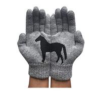 Lazzboy Damen Wollhandschuhe Herbst Und Winter Outdoor Warm Dog Druckhandschuhe Touchscreen Handschuhe Schnee Blume Druck Halten Für Frauen Männer (Grau)
