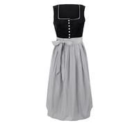 Lazzboy Dirndl Damen Dirndlkleid Retro Dirndelkleider Midi Trachtenmode Bayerisches Dirndl Kleid für Damen Lang Wiesn Outfit Elegant Kleider Festlich Dirndlschürze für Oktoberfest (Black, S)